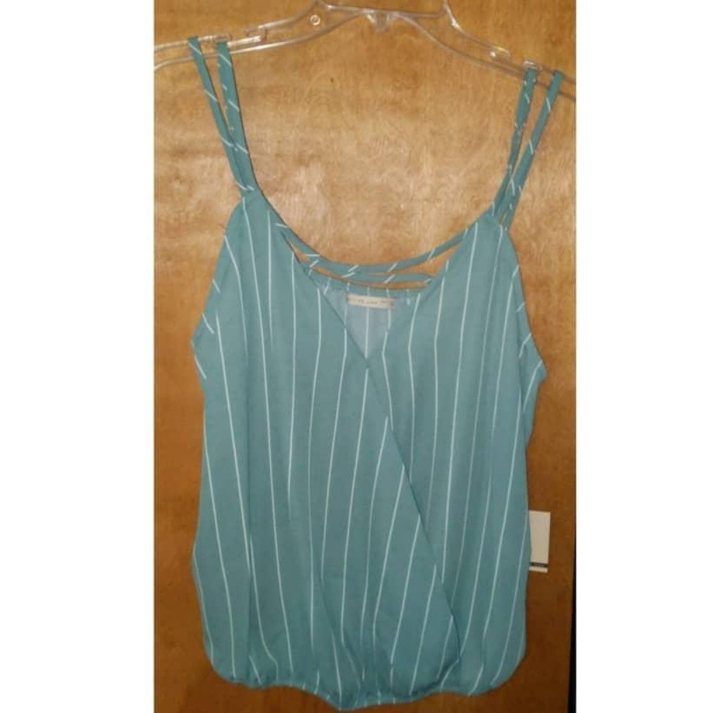 Sage Crisscross Strap Cami Top